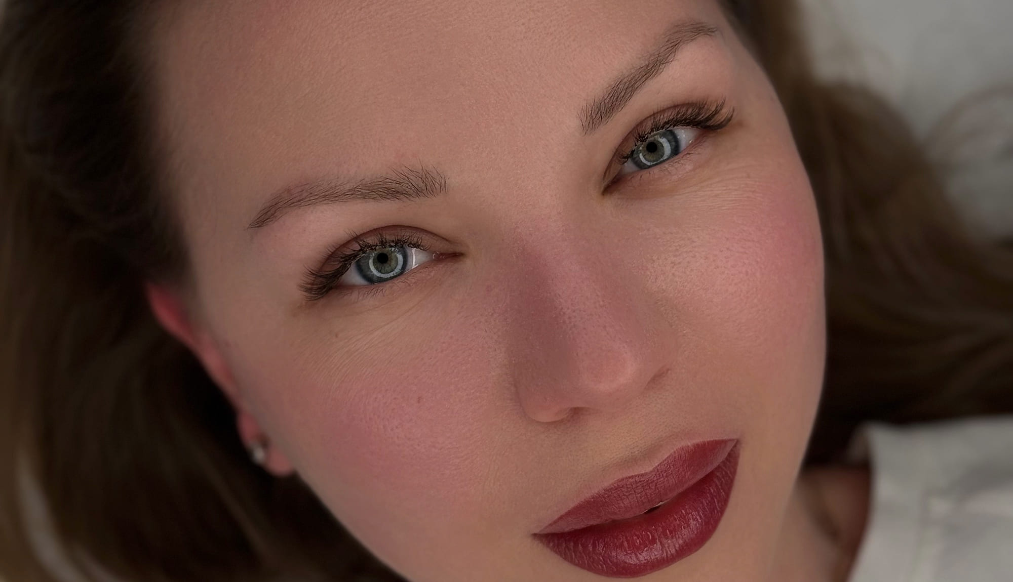 Healed powder brows and lip blush by Naz at Lumière Beauty Atelier, San Francisco